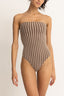 RHYTHM TERRY SANDS STRIPE STRAPLESS ONE PIECE - COCOA