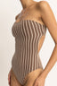 RHYTHM TERRY SANDS STRIPE STRAPLESS ONE PIECE - COCOA