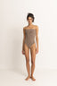 RHYTHM TERRY SANDS STRIPE STRAPLESS ONE PIECE - COCOA