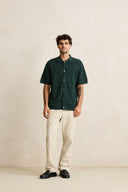 RHYTHM TEXTURED KNIT SS SHIRT - FOREST