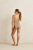RHYTHM LONDON CHECK UNDERWIRE ONE PIECE - CHOCOLATE