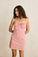 RHYTHM KIRRA CHECK GATHERED MINI DRESS - PINK