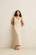RHYTHM LONDON CHECK MAXI DRESS - NATURAL