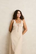 RHYTHM LONDON CHECK MAXI DRESS - NATURAL