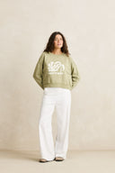 RHYTHM SUN AND PALM SLOUCHY CREW NECK FLEECE - SAGE