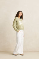 RHYTHM SUN AND PALM SLOUCHY CREW NECK FLEECE - SAGE