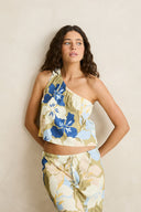 RHYTHM BLANCA FLORAL ONE SHOULDER TOP - OLIVE