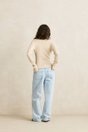 RHYTHM ESSENTIAL LONG SLEEVE KNIT TOP - WHITE MARLE