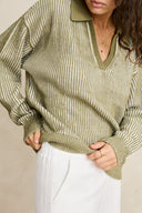 RHYTHM VISTA STRIPE COLLARED JUMPER - OLIVE