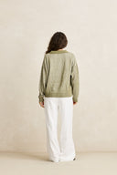 RHYTHM VISTA STRIPE COLLARED JUMPER - OLIVE