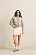 RHYTHM BLANCA FLORAL CROP CARDIGAN - NATURAL