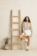 RHYTHM BLANCA FLORAL CROP CARDIGAN - NATURAL