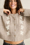 RHYTHM BLANCA FLORAL CROP CARDIGAN - NATURAL