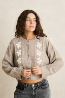 RHYTHM BLANCA FLORAL CROP CARDIGAN - NATURAL