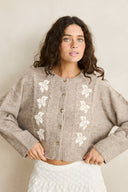 RHYTHM BLANCA FLORAL CROP CARDIGAN - NATURAL