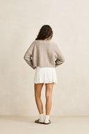 RHYTHM BLANCA FLORAL CROP CARDIGAN - NATURAL