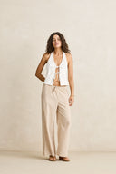 RHYTHM LONDON CHECK BEACH PANT - NATURAL