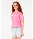 RIP CURL GIRLS NEON ISLES CROP TEE - BRIGHT PINK