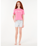 RIP CURL GIRLS NEON ISLES CROP TEE - BRIGHT PINK
