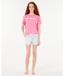 RIP CURL GIRLS NEON ISLES CROP TEE - BRIGHT PINK