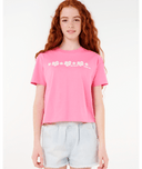 RIP CURL GIRLS NEON ISLES CROP TEE - BRIGHT PINK