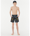 RIP CURL BOYS TROPIC DAZE FLORAL VOLLEY - WASHED BLACK