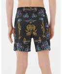 RIP CURL BOYS TROPIC DAZE FLORAL VOLLEY - WASHED BLACK