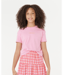 RIP CURL GIRLS SUNSET SKIES CROP TEE - BRIGHT PINK