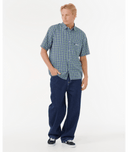 RIP CURL ARCHIVE SCRIPT PLAID S/S SHIRT - LIGHT NAVY