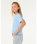 GIRLS SUNSHINE SQUAD TERRY TEE- LIGHT BLUE