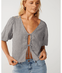 RIP CURL VIBE SURF TIE FRONT TOP - BLACK/OFF WHITE