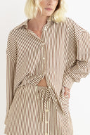 COVE STRIPE OVERSIZED LONG SLEEVE SHIRT - NATURAL