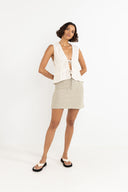 RHYTHM LOLA CHECK BIAS CUT MINI SKIRT - OLIVE