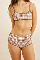 RHYTHM LONDON CHECK BOYLEG PANT - CHOCOLATE