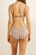 RHYTHM LONDON CHECK BOYLEG PANT - CHOCOLATE