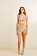 RHYTHM LONDON CHECK BOYLEG PANT - CHOCOLATE