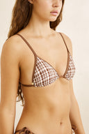 LONDON CHECK SLIDE TRI TOP - CHOCOLATE