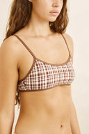 RHYTHM LONDON CHECK CROP TOP - CHOCOLATE