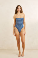 RHYTHM VISTA STRIPE STRAPLESS ONE PIECE - DARK BLUE