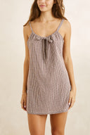 RHYTHM LONDON CHECK SLIP DRESS - CHOCOLATE