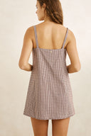RHYTHM LONDON CHECK SLIP DRESS - CHOCOLATE