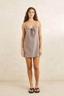 RHYTHM LONDON CHECK SLIP DRESS - CHOCOLATE
