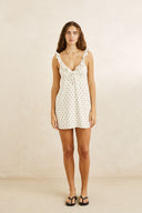 RHYTHM SANDY RUFFLE MINI DRESS - CREAM