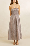 LONDON CHECK MIDI DRESS - CHOCOLATE