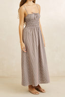 LONDON CHECK MIDI DRESS - CHOCOLATE