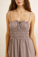 LONDON CHECK MIDI DRESS - CHOCOLATE