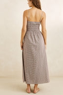 LONDON CHECK MIDI DRESS - CHOCOLATE