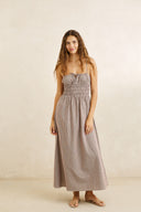 LONDON CHECK MIDI DRESS - CHOCOLATE