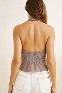 RHYTHM LONDON CHECK HALTER TOP - CHOCOLATE
