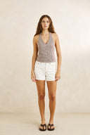 RHYTHM LONDON CHECK HALTER TOP - CHOCOLATE